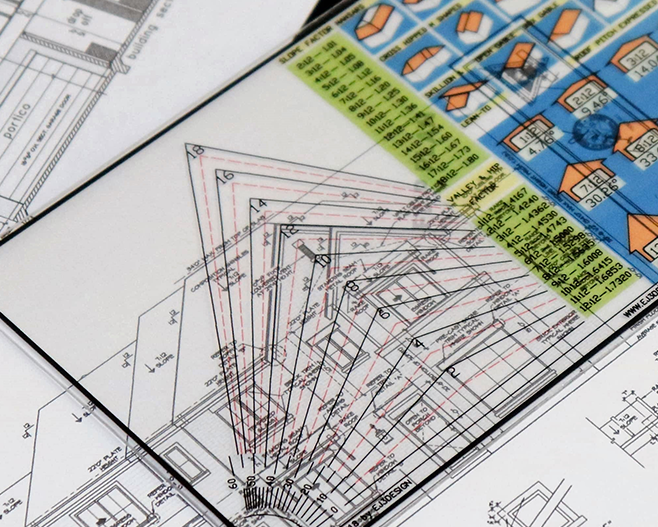 Roof Pitch Gauge, EJ3Design roof measurement report with accurate roof, wall, and gutter dimensions for contractors and homeowners.
