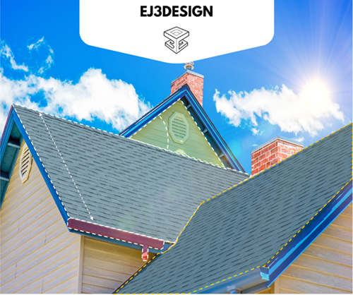EJ3Design roof measurement report with accurate roof, wall, and gutter dimensions for contractors and homeowners.